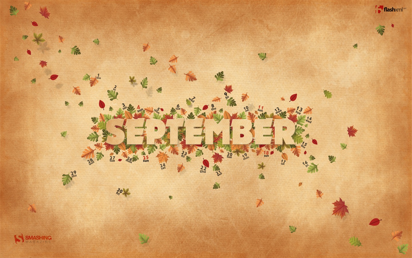 2011년 9월 달력 월페이퍼 (2) #12 - 1440x900