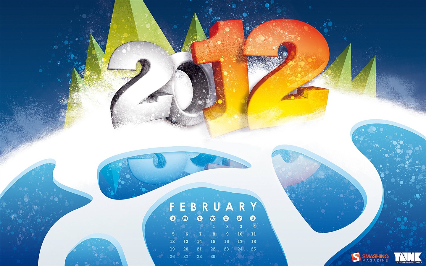 Februar 2012 Kalender Wallpaper (2) #1 - 1440x900