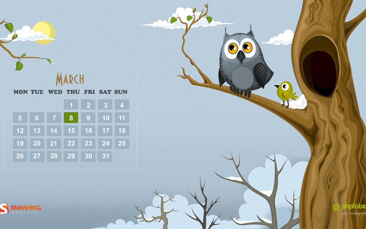 Март 2012 Календарь обои #15 - 1440x900