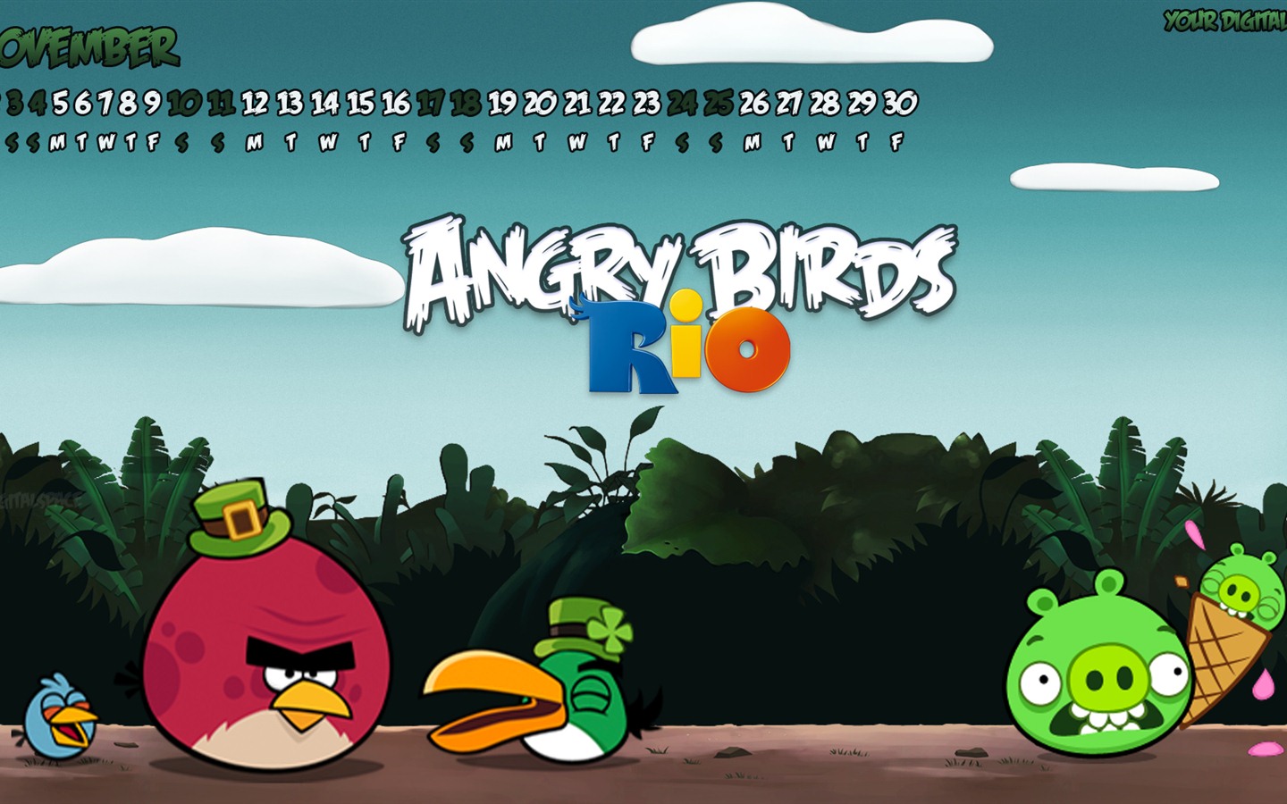Angry Birds 愤怒的小鸟 2012年年历壁纸10 - 1440x900
