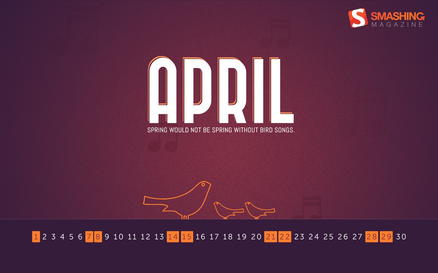 Апрель 2012 календарь обои (1) #7 - 1440x900