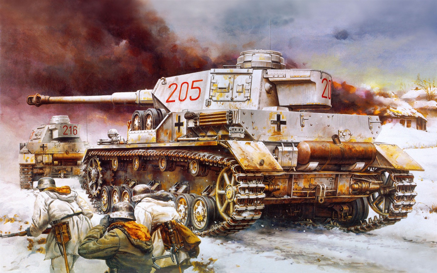 Military tanks, armored HD painting wallpapers #15 - 1440x900