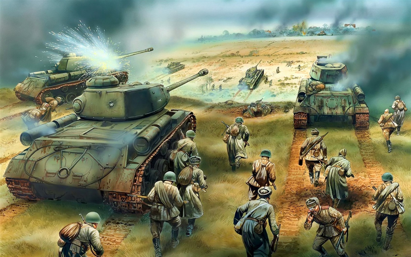 军事坦克装甲 高清绘画壁纸20 - 1440x900