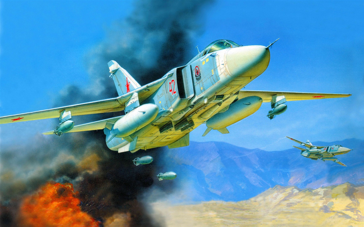 軍用機の飛行の絶妙な絵画の壁紙 #3 - 1440x900