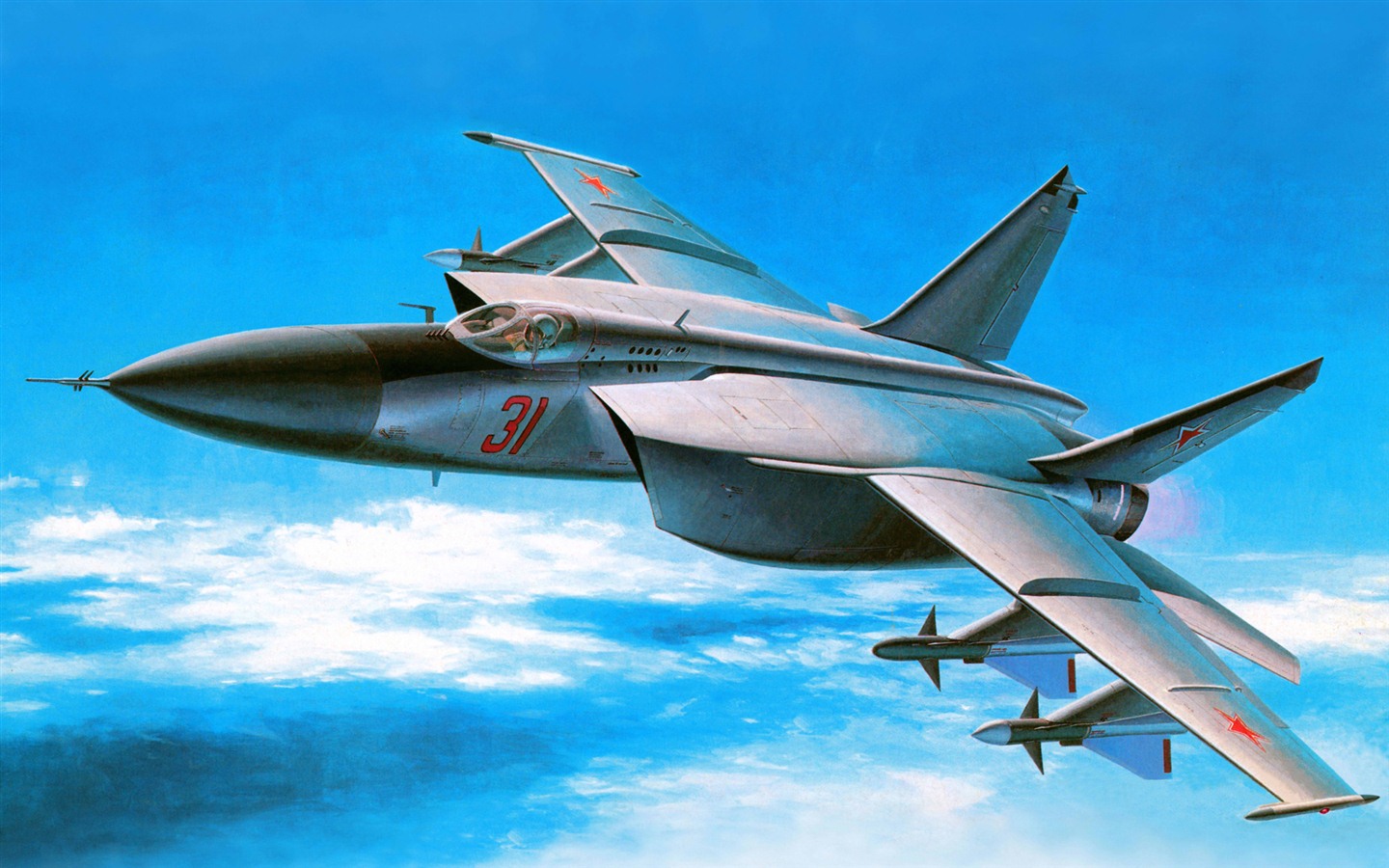 空中飞行的军用飞机 精美绘画壁纸5 - 1440x900