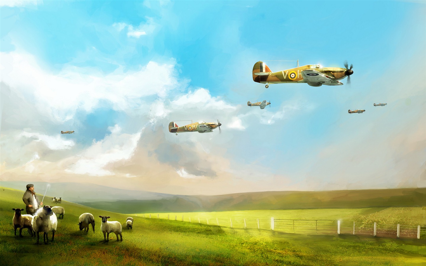 軍用機の飛行の絶妙な絵画の壁紙 #8 - 1440x900