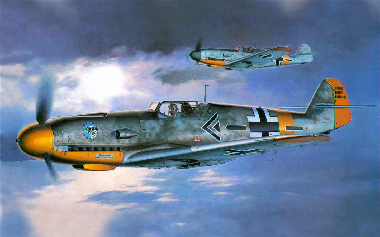 空中飞行的军用飞机 精美绘画壁纸11 - 1440x900