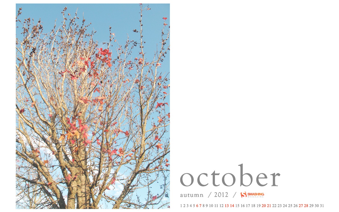 Октябрь 2012 Календарь обои (1) #6 - 1440x900