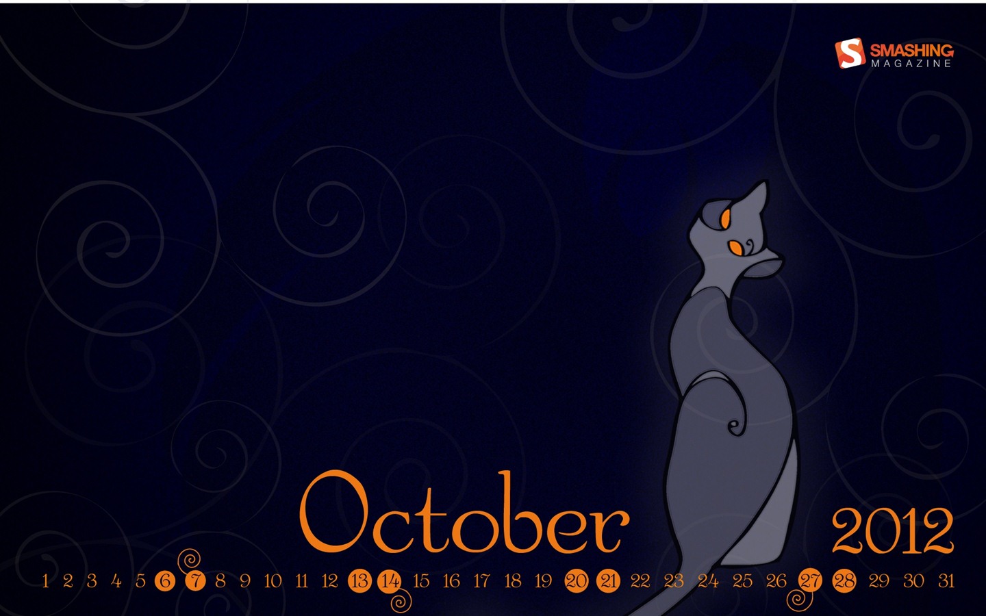 October 2012 Calendar wallpaper (1) #8 - 1440x900