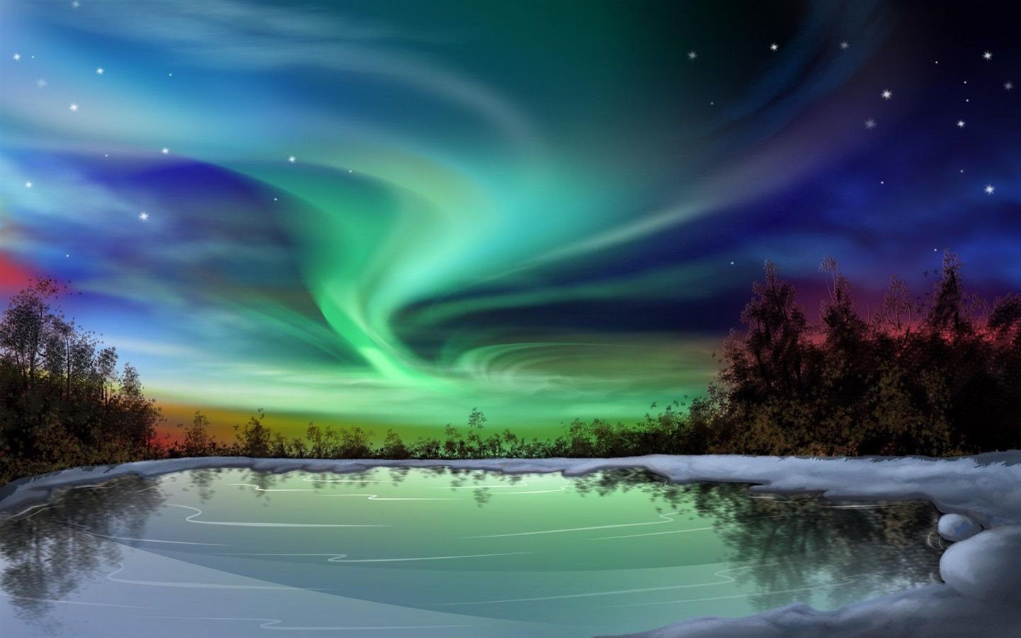 Природные чудеса Northern Lights HD обои (2) #25 - 1440x900
