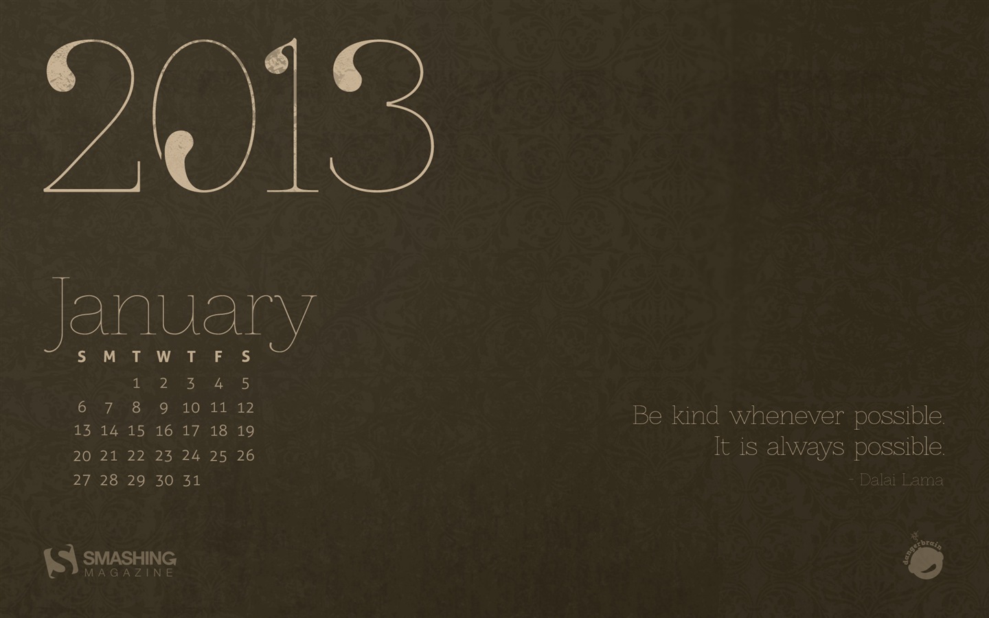 2013년 1월 캘린더 벽지 (2) #7 - 1440x900