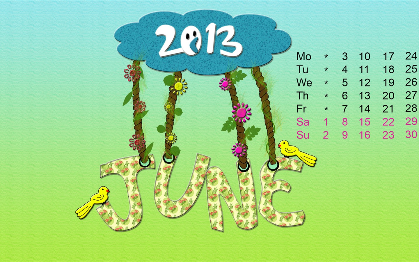 Июнь 2013 календарь обои (1) #10 - 1440x900