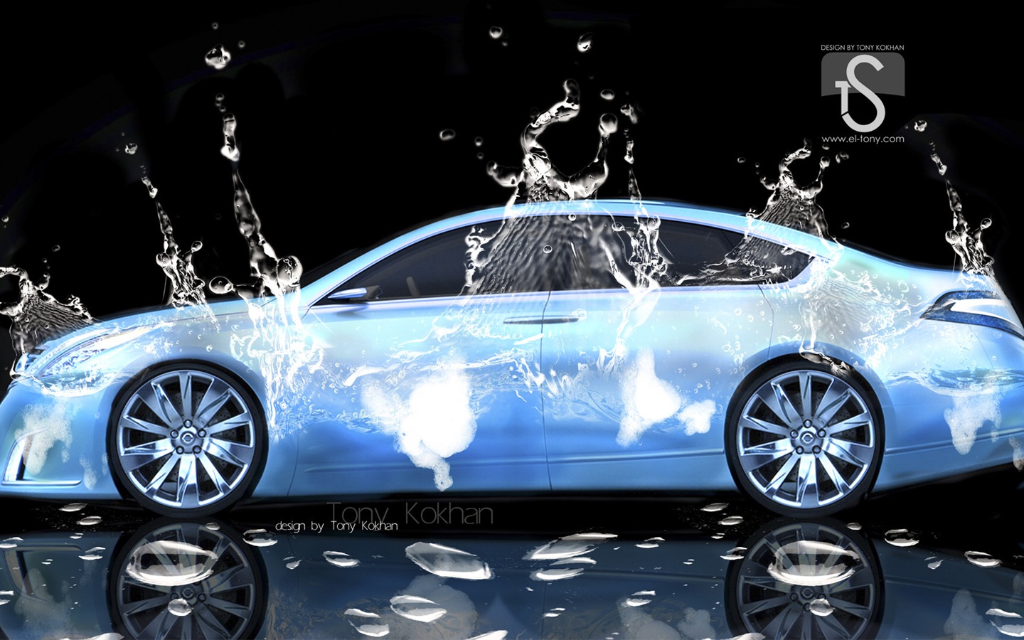 Water drops splash, beautiful car creative design wallpaper #4 - 1440x900
