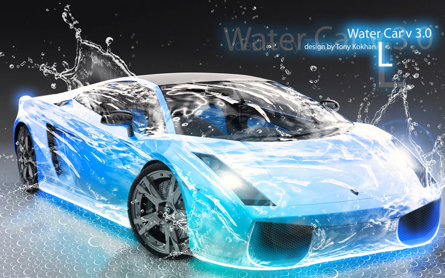 Water drops splash, beautiful car creative design wallpaper #6 - 1440x900