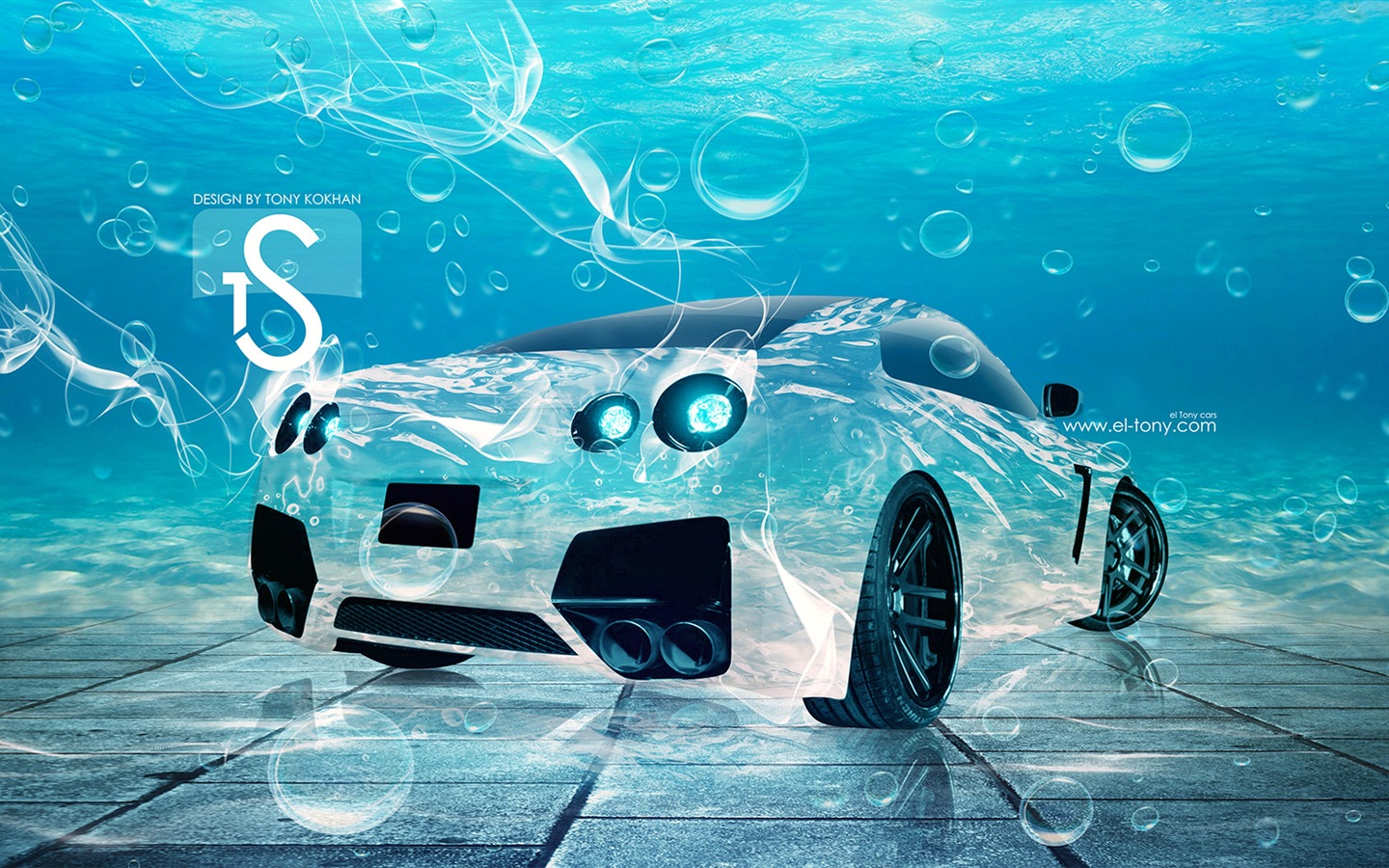 Water drops splash, beautiful car creative design wallpaper #9 - 1440x900