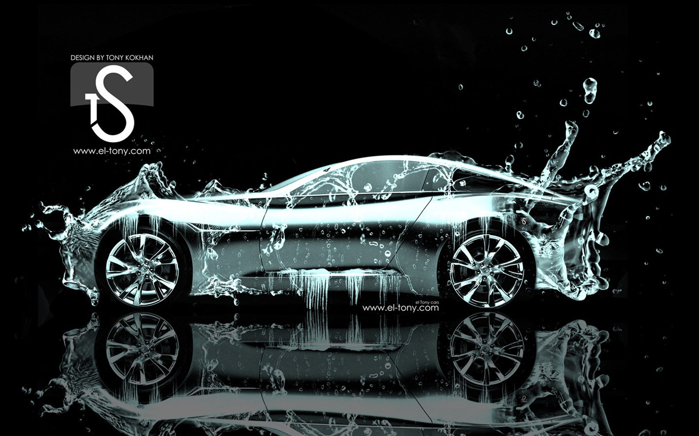 Water drops splash, beautiful car creative design wallpaper #13 - 1440x900
