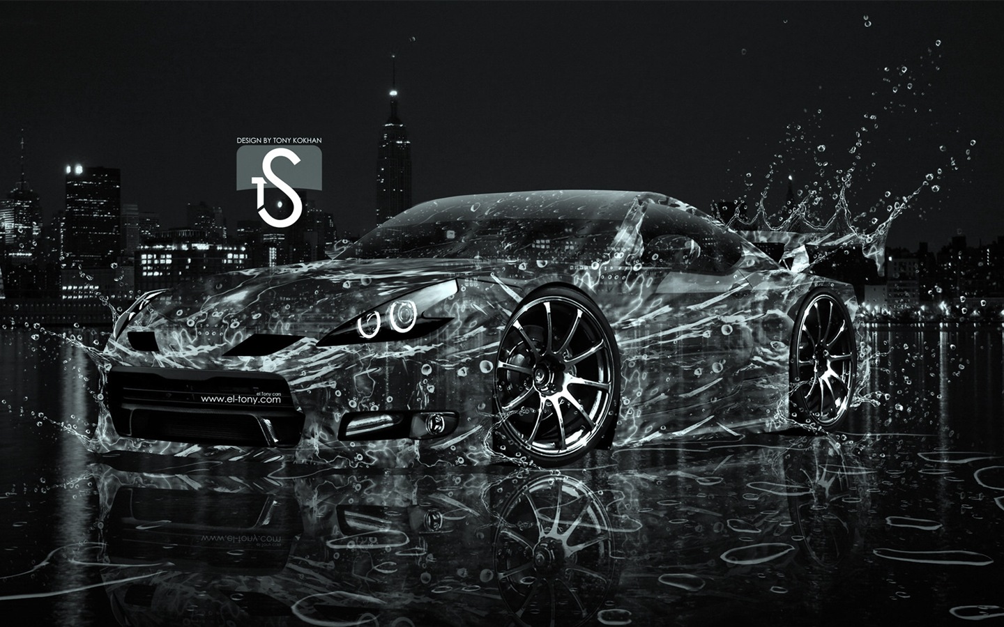 Water drops splash, beautiful car creative design wallpaper #17 - 1440x900