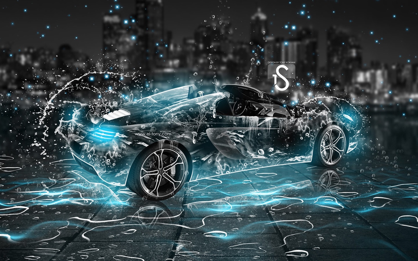 물 방울 스플래시, 아름다운 차 크리 에이 티브 디자인 배경 화면 #21 - 1440x900