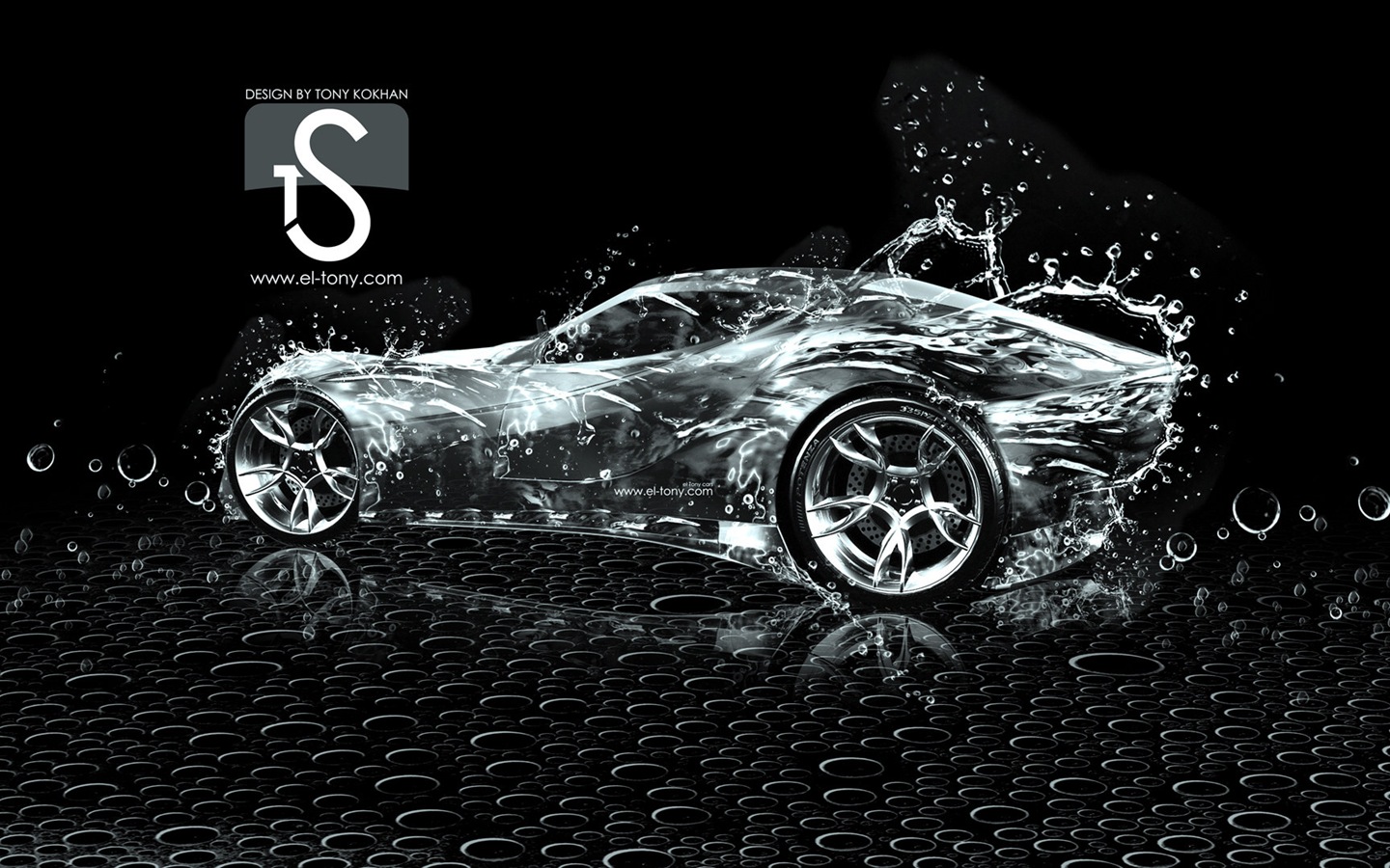 Water drops splash, beautiful car creative design wallpaper #25 - 1440x900