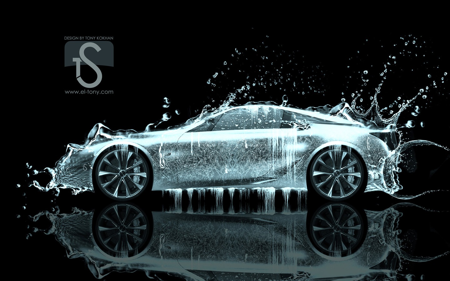 Water drops splash, beautiful car creative design wallpaper #26 - 1440x900