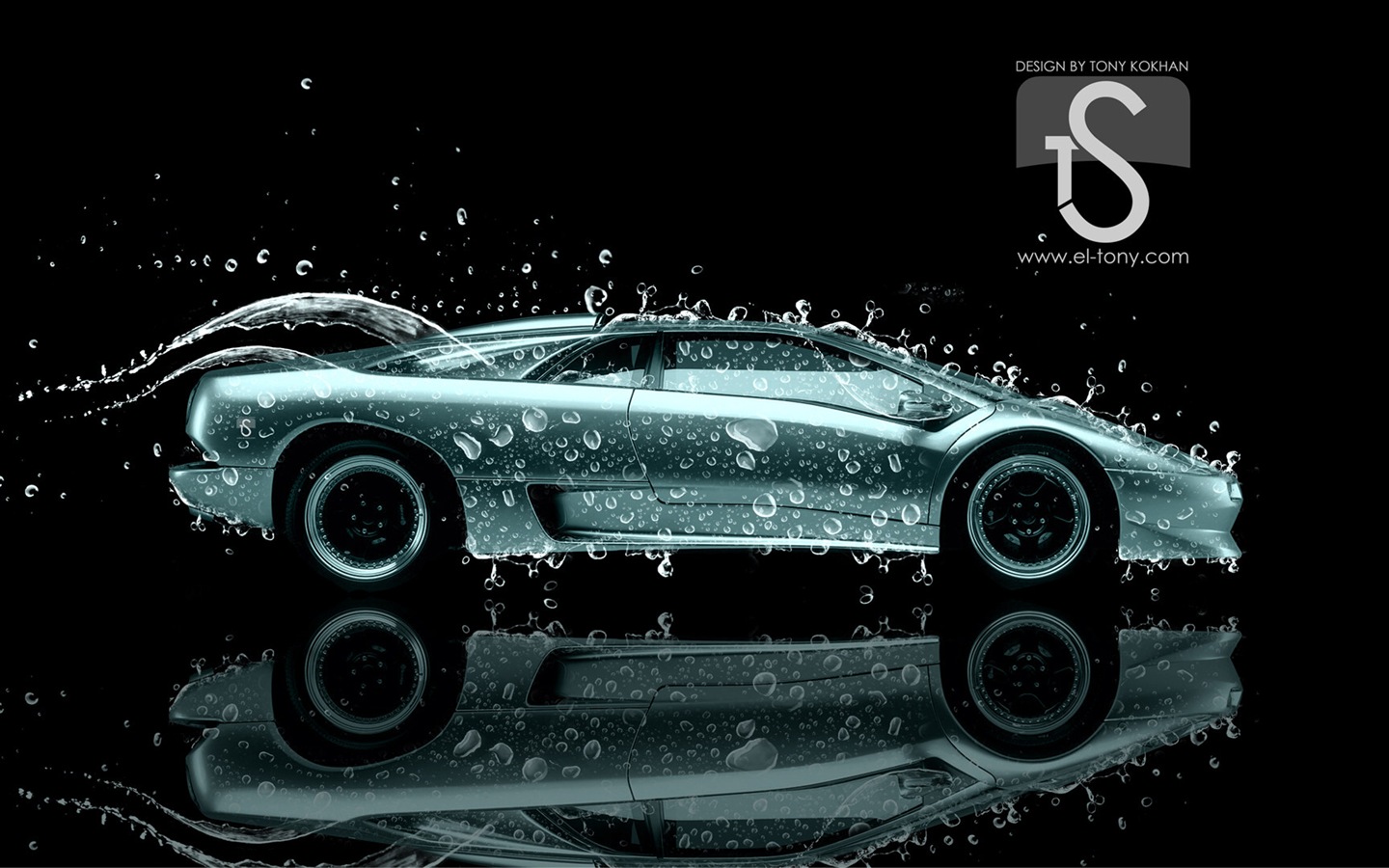 Water drops splash, beautiful car creative design wallpaper #27 - 1440x900