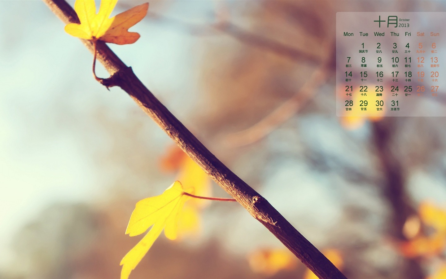 Oktober 2013 Kalender Wallpaper (1) #14 - 1440x900