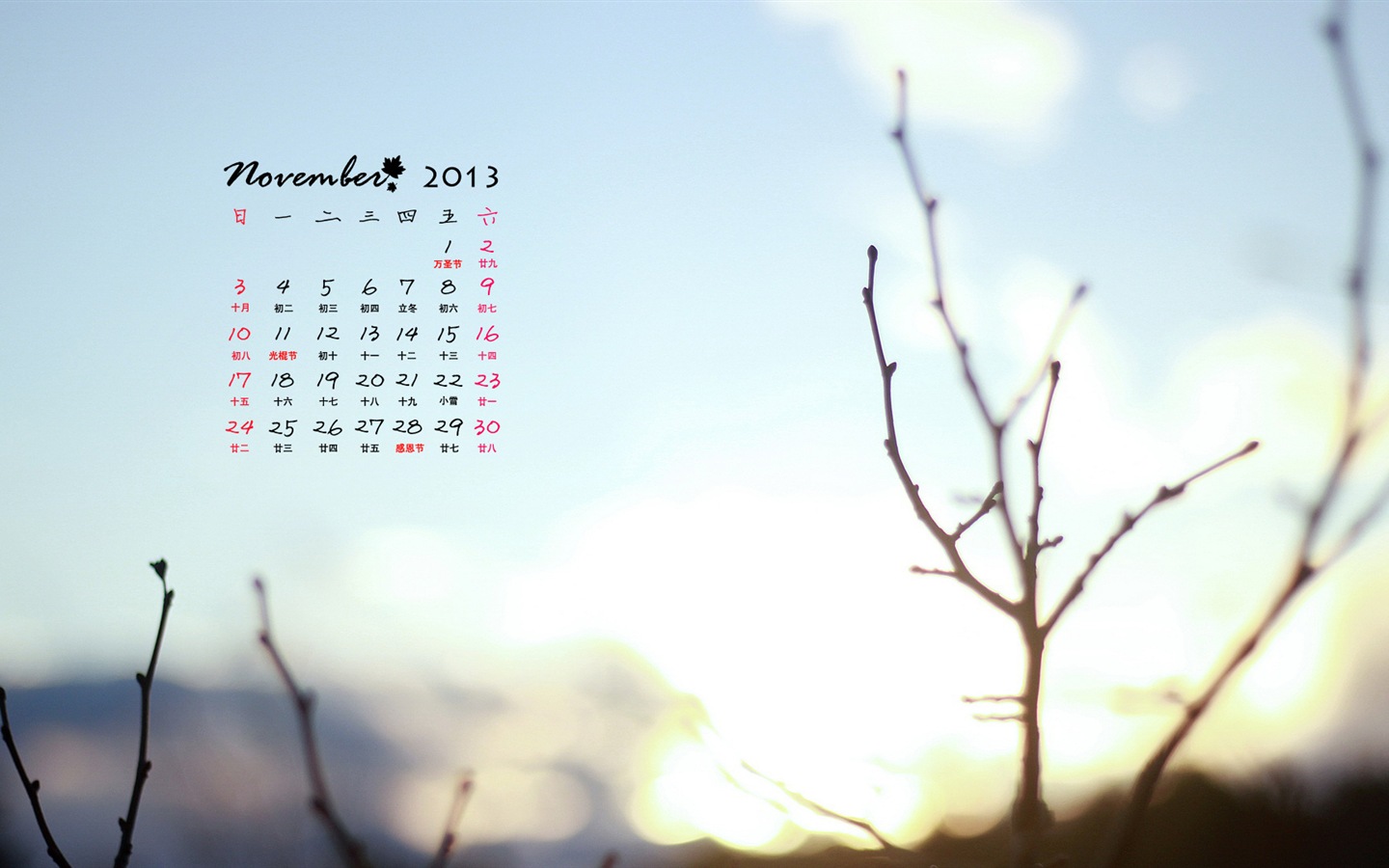 November 2013 Kalender Wallpaper (1) #17 - 1440x900