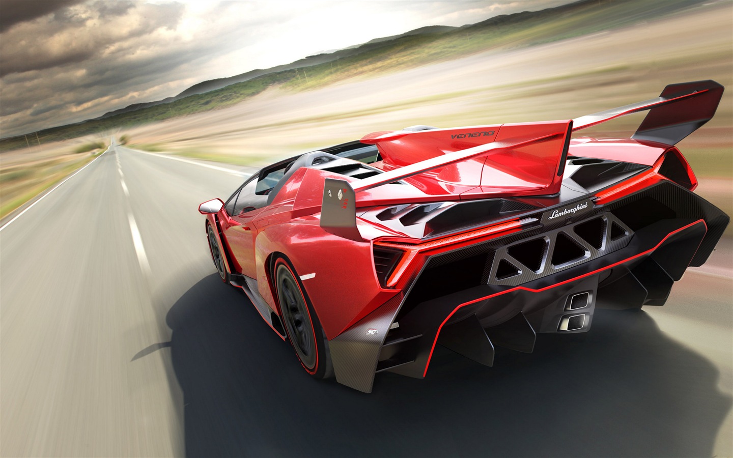 2014 Lamborghini Roadster Veneno rojo supercar HD wallpapers #2 - 1440x900