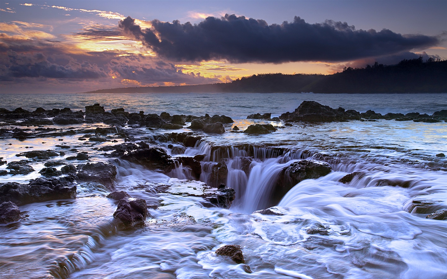윈도우 8 테마 배경 화면 : 해변의 일출과 일몰보기 #11 - 1440x900