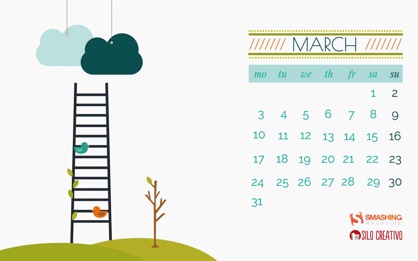 Март 2014 календарь обои (1) #12 - 1440x900