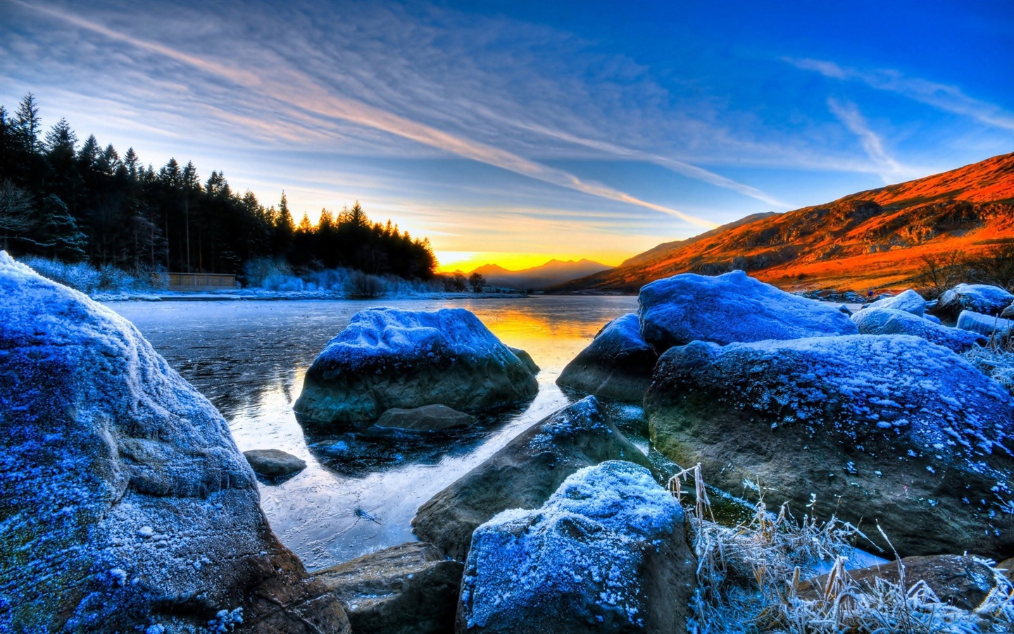 화산 호수 풍경의 HD 배경 화면 #1 - 1440x900
