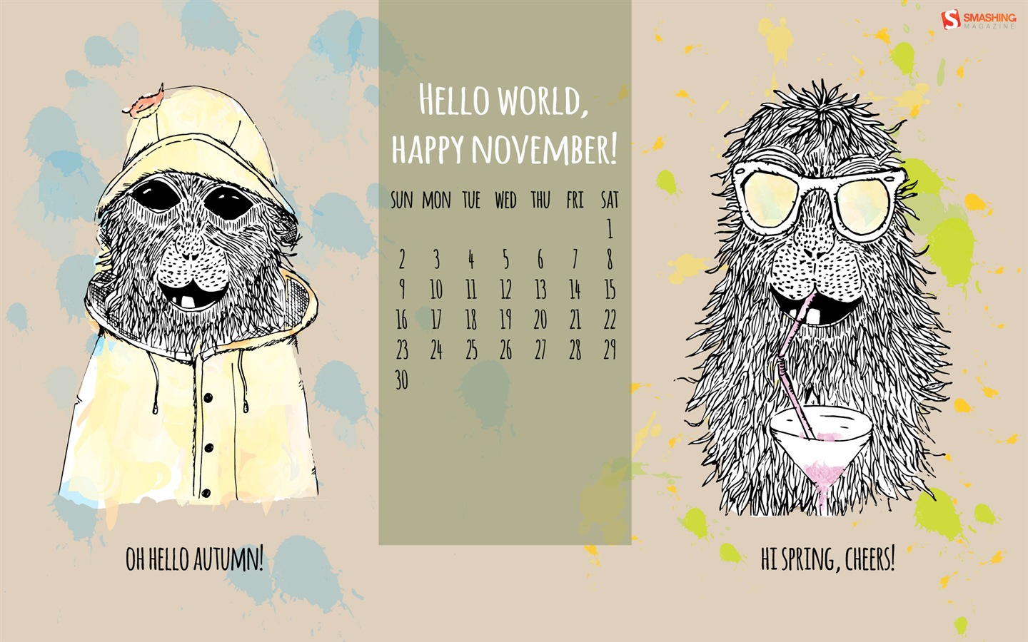 2014년 11월 캘린더 벽지 (1)Novembre Déc 2014 Calendrier fond d'écran (2) #9 - 1440x900