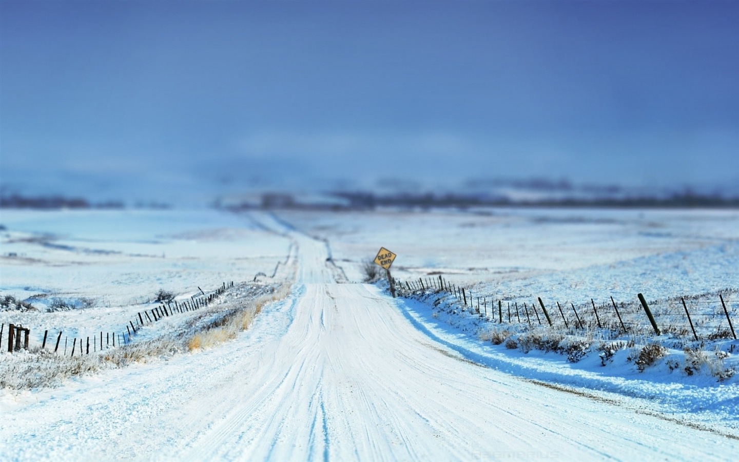 冬天的雪景，山，湖，树木，道路 高清壁纸2 - 1440x900