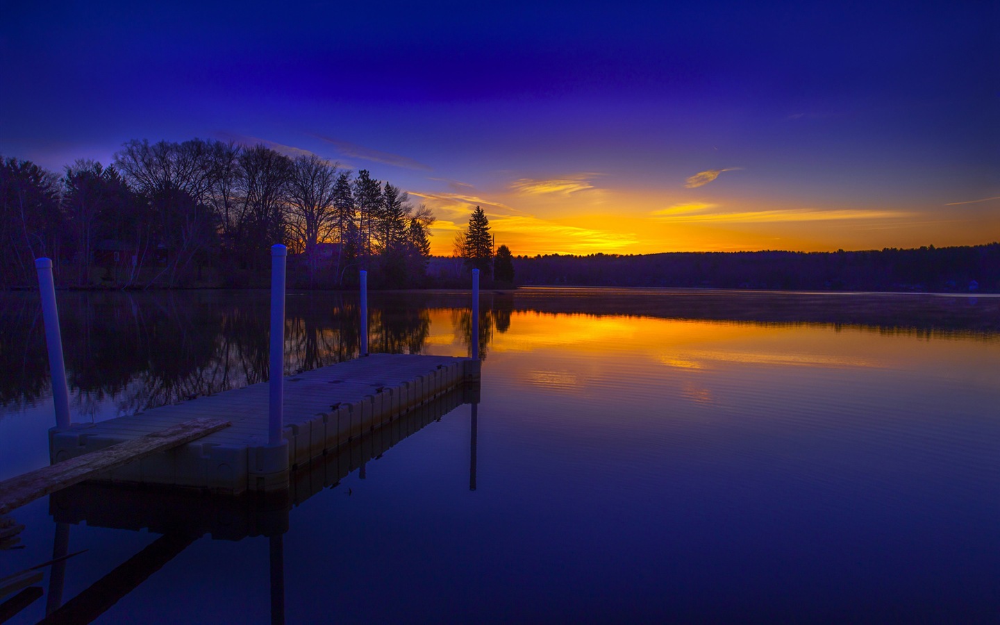 Lake a Boardwalk výhled soumraku HD tapety na plochu #3 - 1440x900