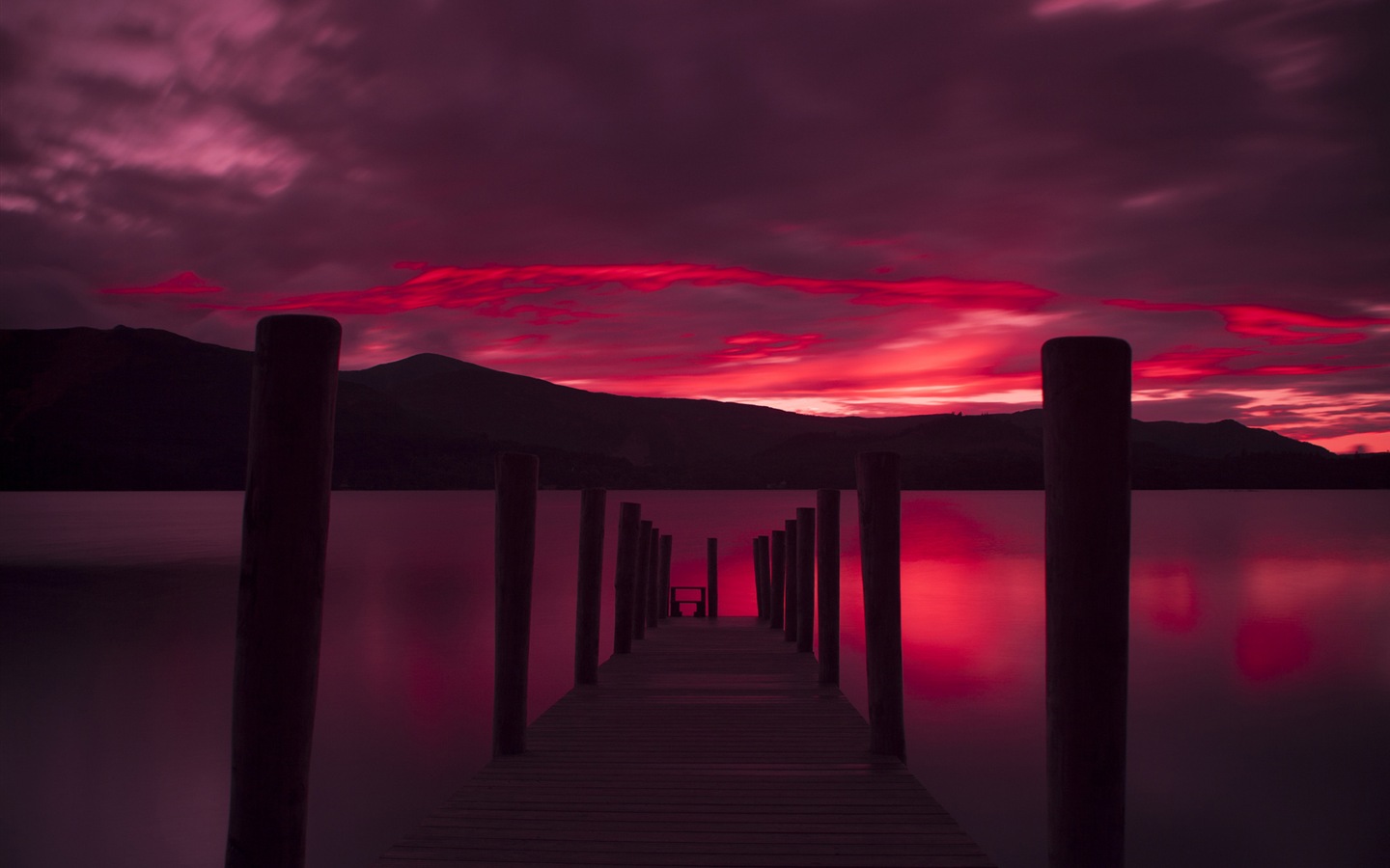 Lake a Boardwalk výhled soumraku HD tapety na plochu #8 - 1440x900