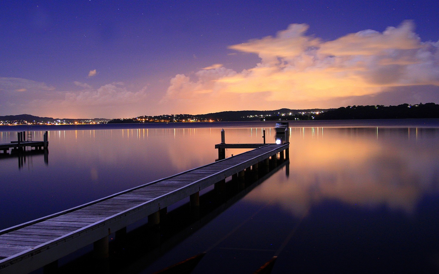 Lake a Boardwalk výhled soumraku HD tapety na plochu #10 - 1440x900