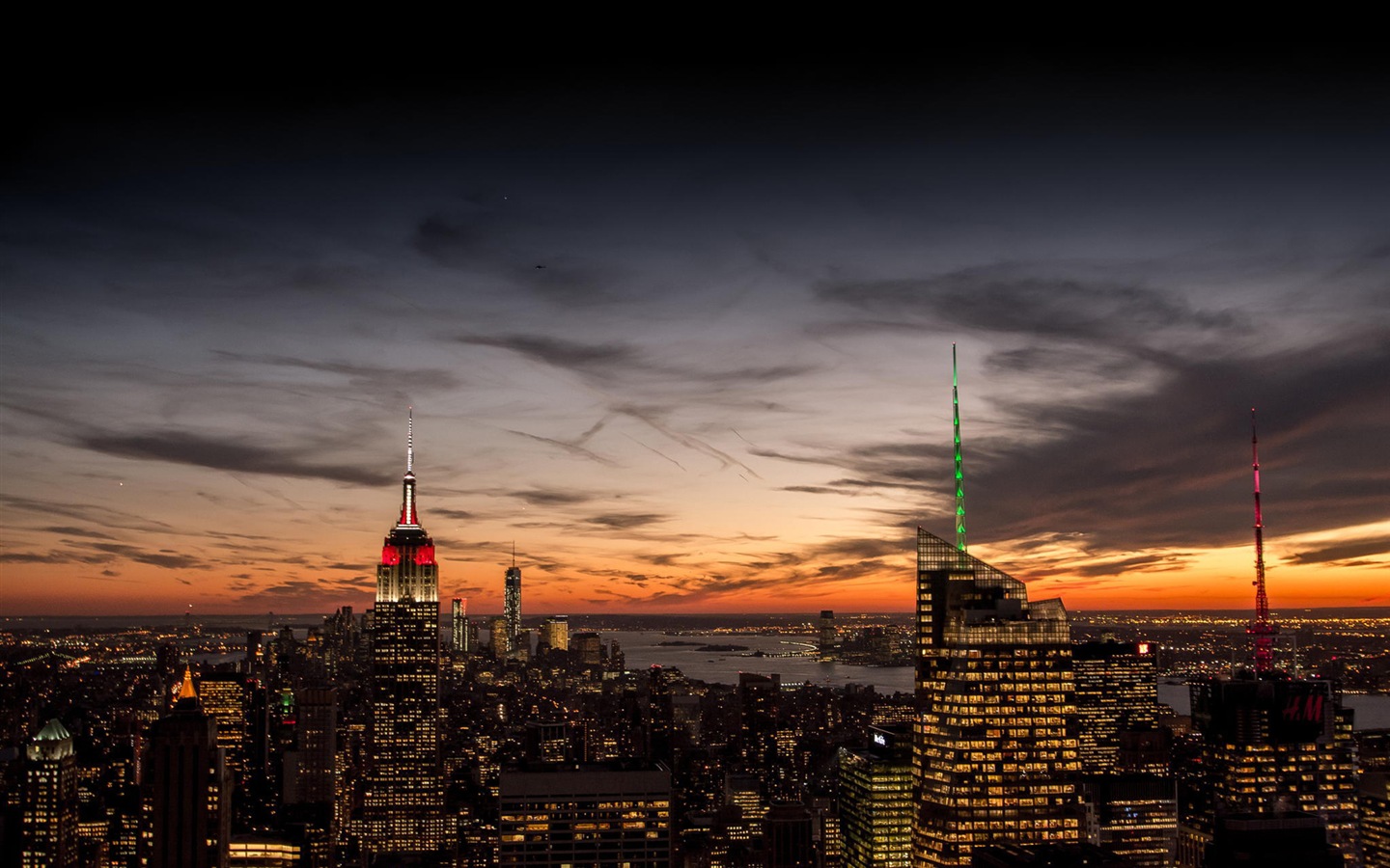 Empire State Building in New York, city night HD wallpapers #14 - 1440x900