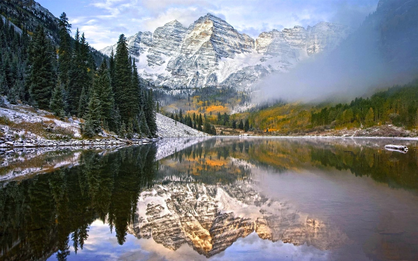 山脈の水の雲自然の美しさ、風景のHD壁紙 #16 - 1440x900