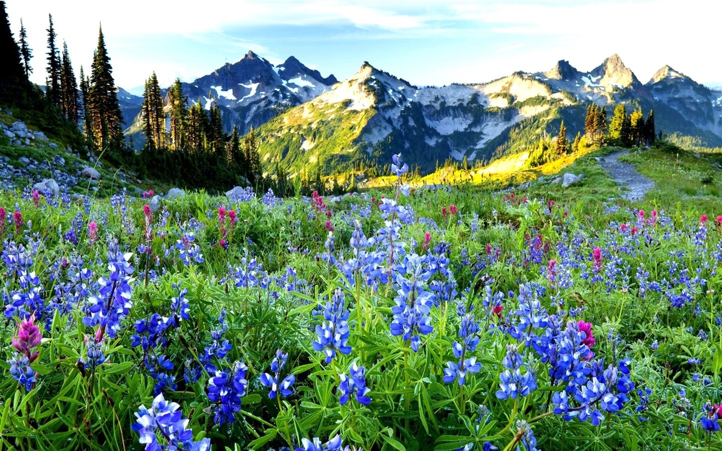 산, 물, 구름 자연의 아름다움 풍경의 HD 배경 화면 #19 - 1440x900