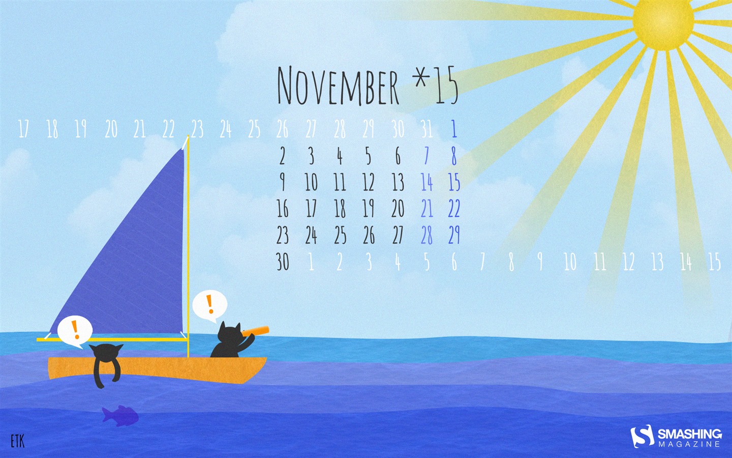 2015年11月カレンダー壁紙（2） #1 - 1440x900