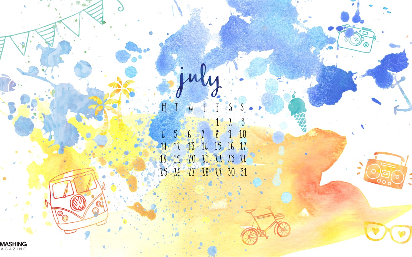 Juli 2016 Kalender Wallpaper (2) #11 - 1440x900