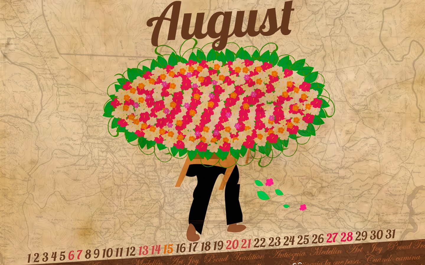 De agosto de el año 2016 fondo de pantalla de calendario (2) #11 - 1440x900