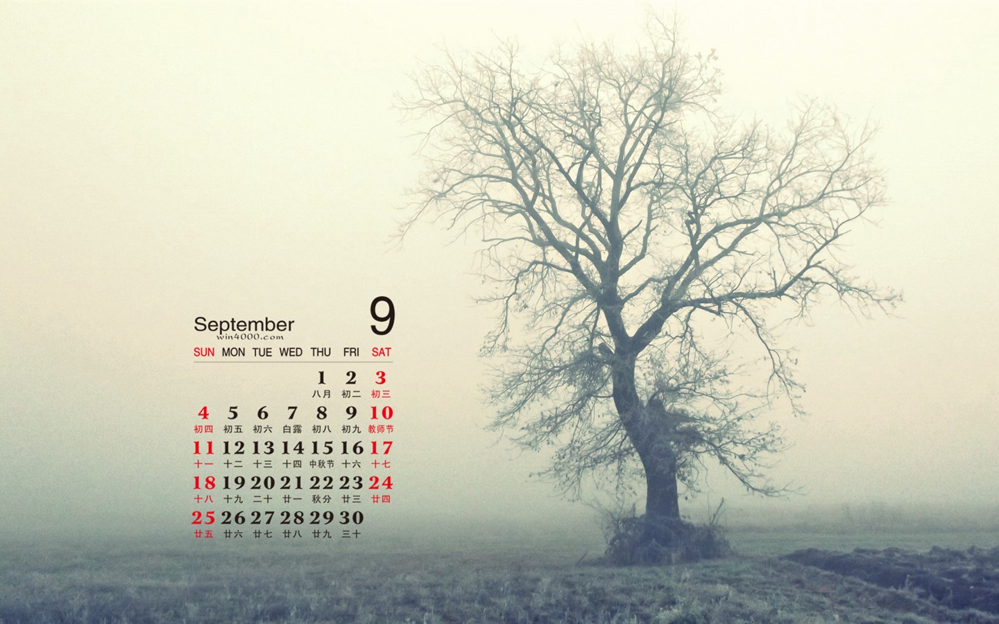 Září 2016 kalendář tapeta (2) #8 - 1440x900