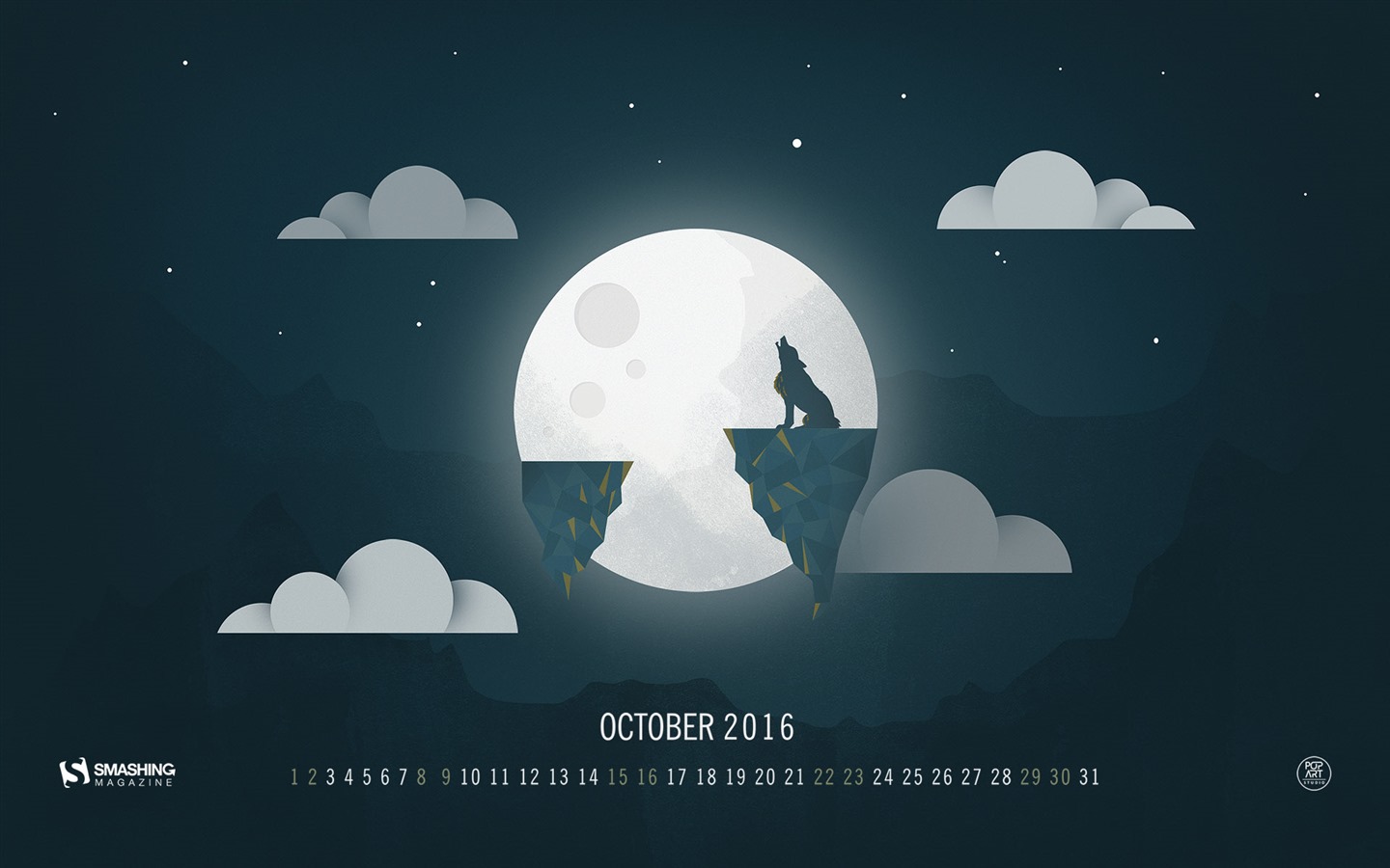 Octobre 2016 calendrier fond d'écran (2) #9 - 1440x900