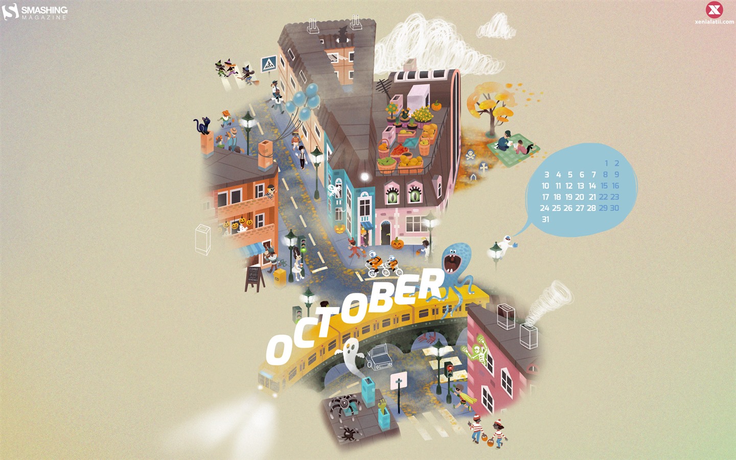 De octubre de el año 2016 fondo de pantalla de calendario (2) #16 - 1440x900