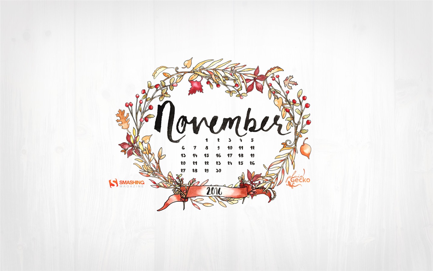 Fondo de escritorio del calendario de noviembre de 2016 (2) #7 - 1440x900