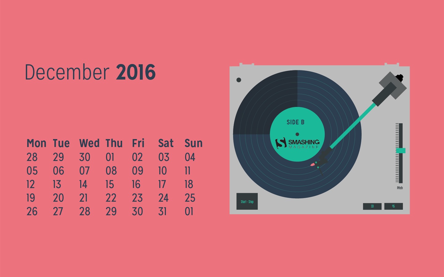 Декабрь 2016 Новогодняя тема обои календарь (1) #29 - 1440x900