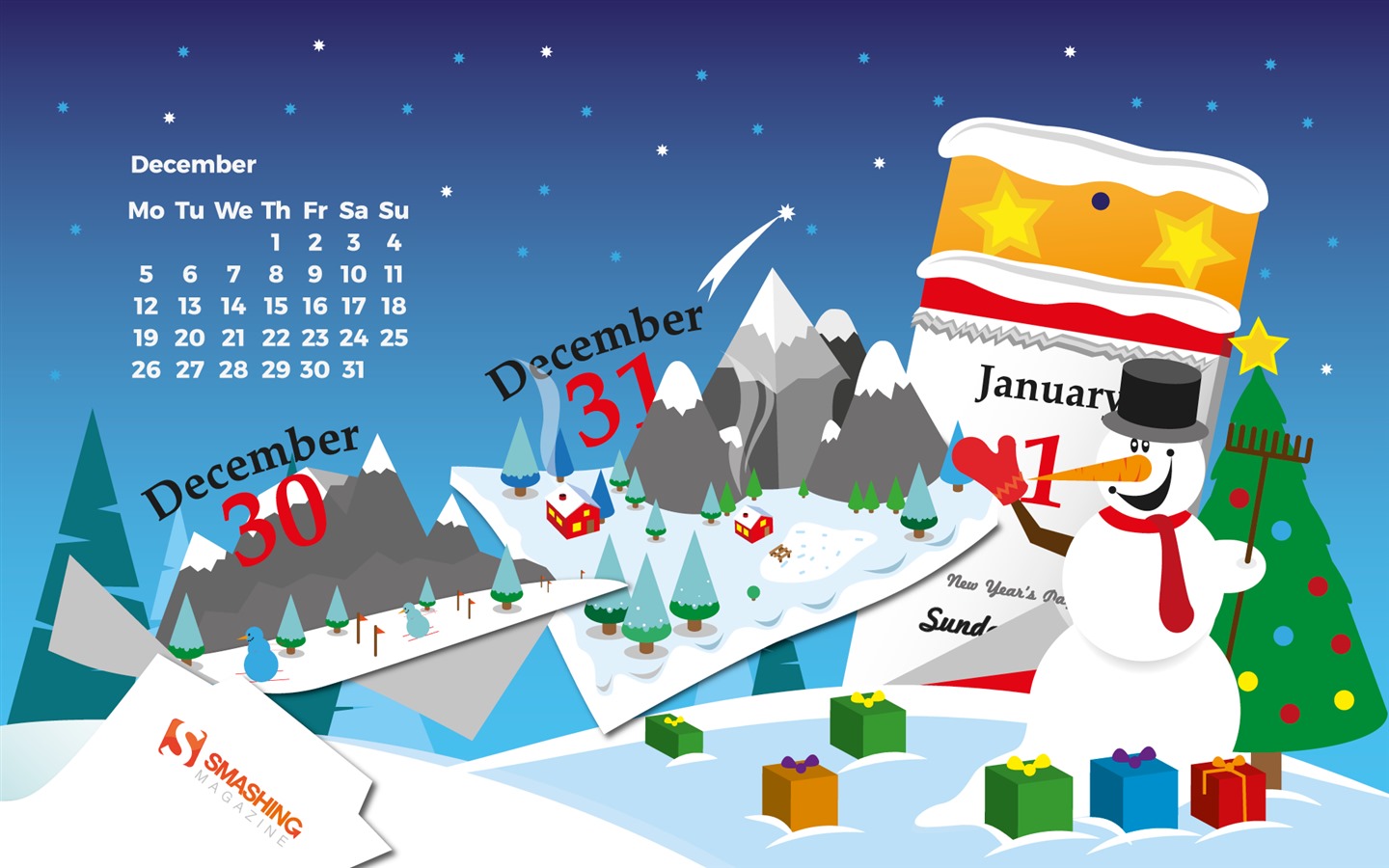 December 2016 Christmas theme calendar wallpaper (2) #10 - 1440x900