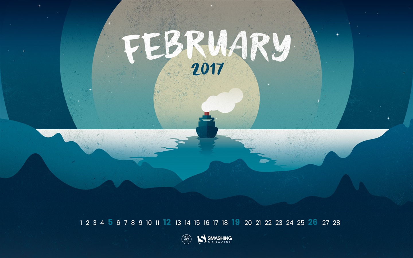 2017年2月のカレンダーの壁紙 (2) #2 - 1440x900
