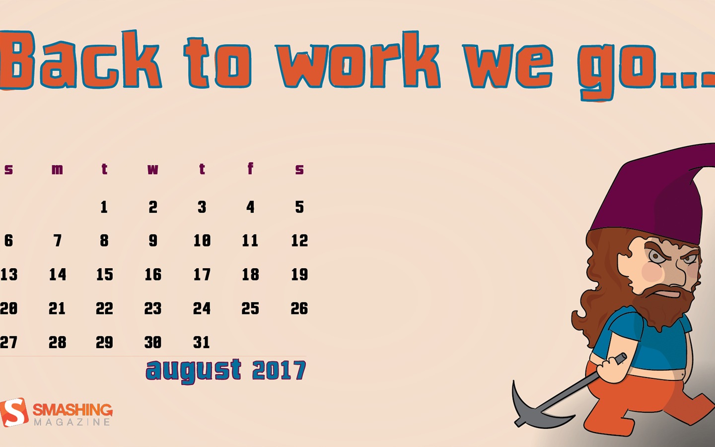 Fondo de escritorio del calendario de agosto de 2017 #3 - 1440x900